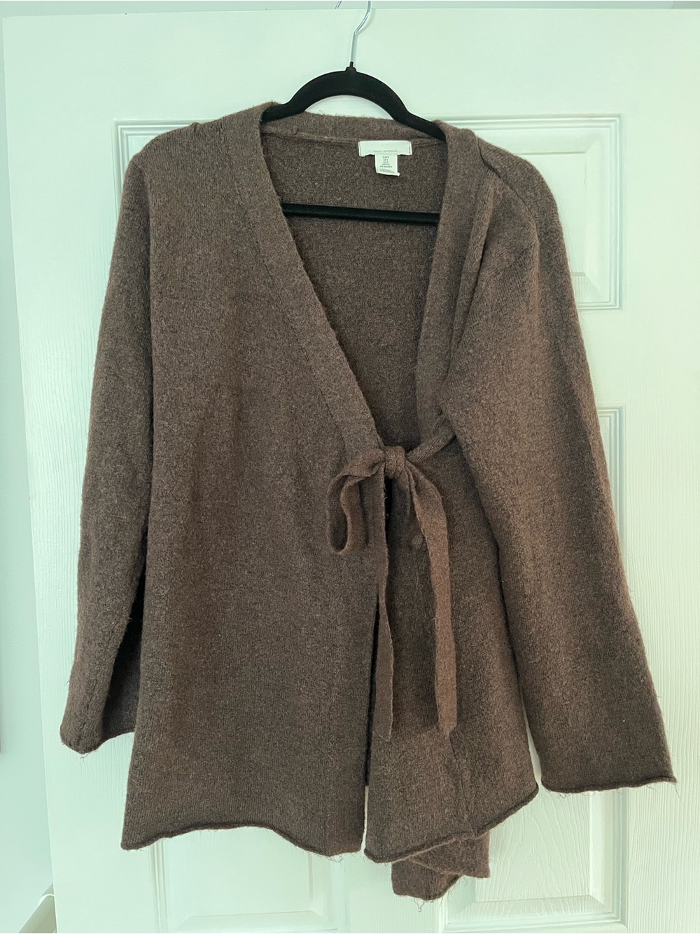 H&M Brown Tie-Front Fuzzy Women's Maternity Cardigan